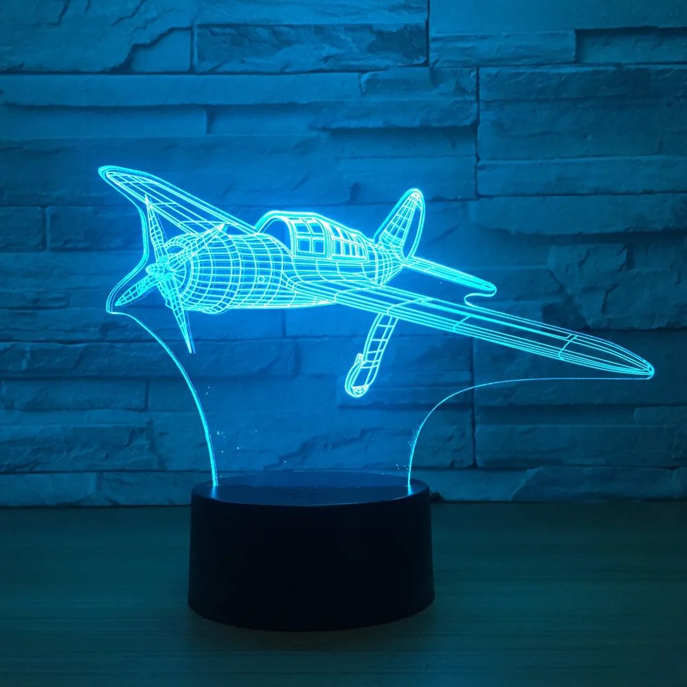 Пропеллер самолет 3D светодиодная лампа 7 цветов ночные светильники для детей сенсорный Usb Настольный Lampara Lampe детский спальный ночник Прямая