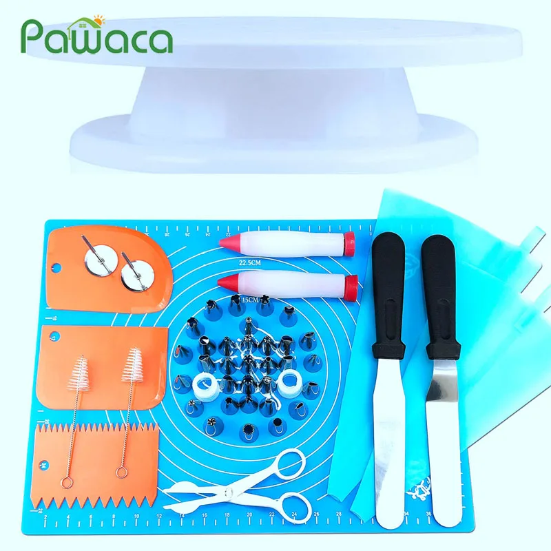 

50pcs Cake Decorating Kits Supplies with Cake Turntable Stands, Cake Tips, Icing Smoother Spatula, Piping Pastry Bags for Baking