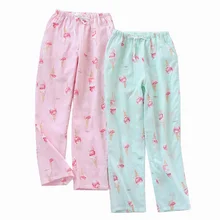 Новая весенняя женская газовая пижама и брюки из хлопка из чистого хлопка разнообразие женщин для сна, низ мягкие домашние штаны повседневные штаны