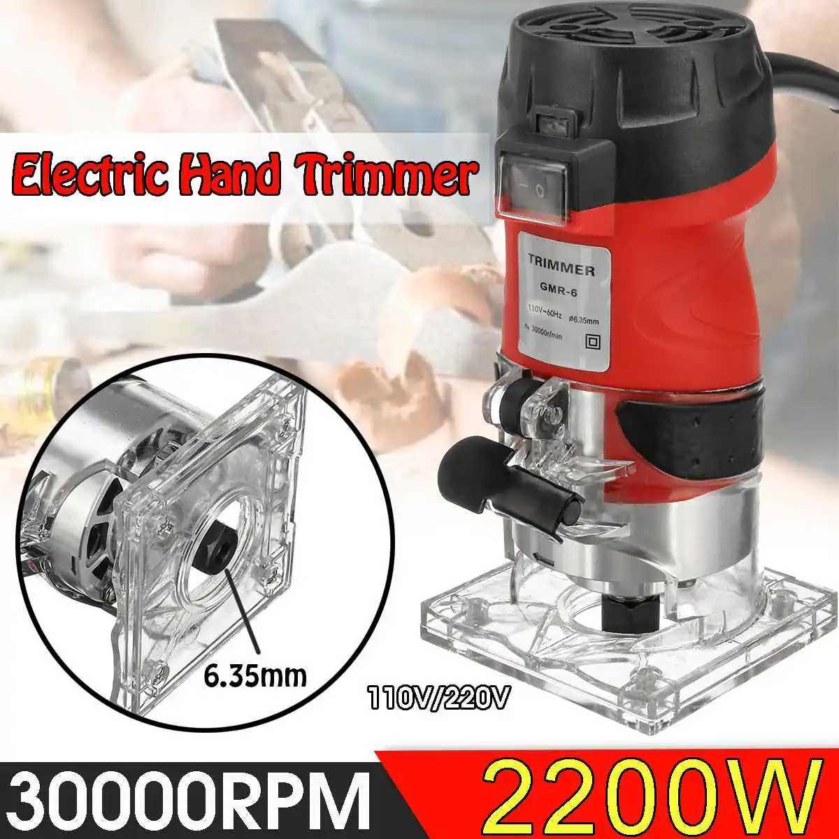 

30000RMP Electric Hand Trimmer Joiners Power Tool Wood Laminate Palms Router Edging Woodworking Trimmer Carving Machine