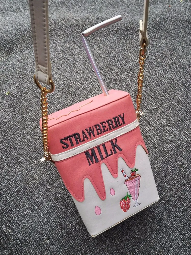 Индивидуальная соломенная молочная картонная сумка на одно плечо с цепочкой Клубника Лимон маленькая сумка для мобильного телефона