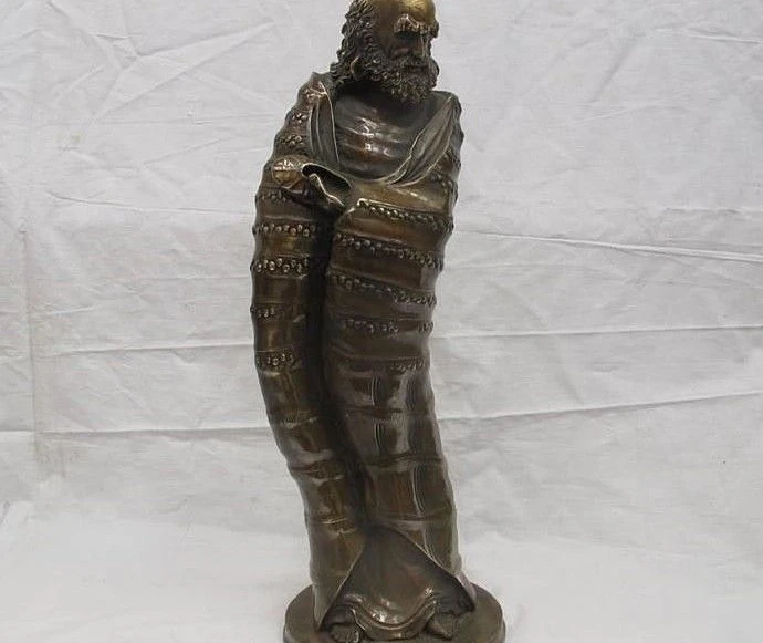 

18" China Buddhism old Bronze Copper Stand Damo Bodhidharma Dharma Buddha Statue