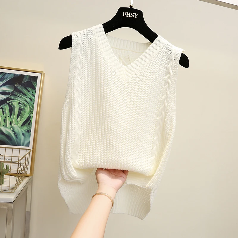 

Spring Autumn Women Sleeveless V-Neck Knitted Vest Coat Twist Drawstring Irregular Hem Sweater Tank Tops Knit Pullovers Vests