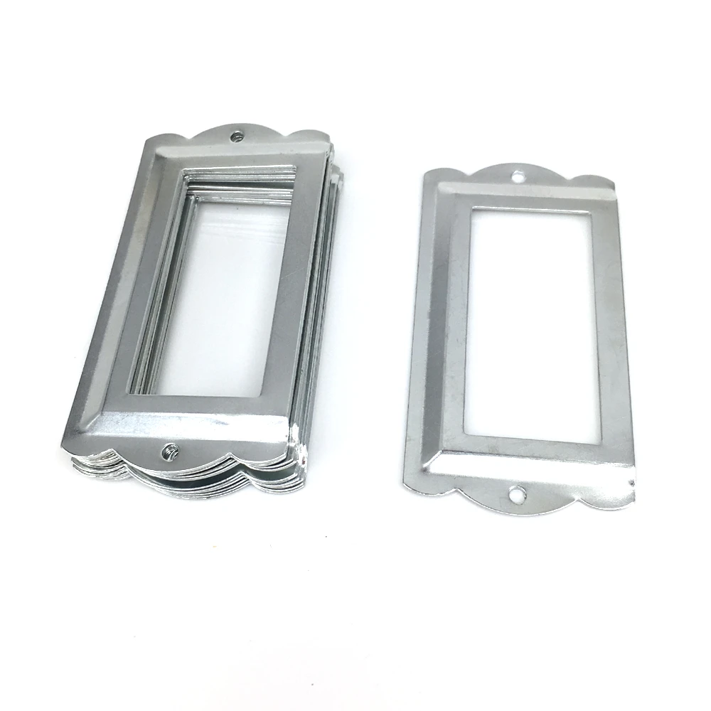 DealMux Library File Cabinet 85mm x 42mm Tag Label Holders Frames Silver Tone 15PCS