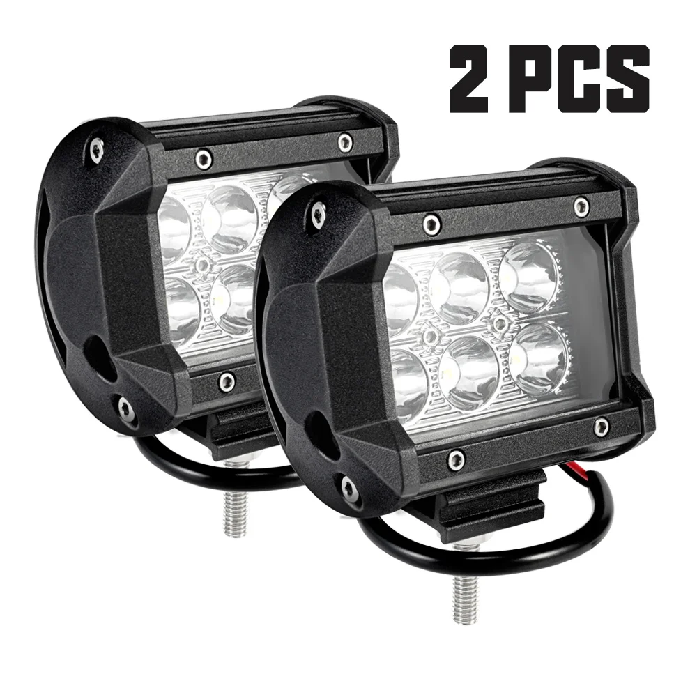 

NOVSIGHT 2PCS High Power 4inch 6000K 18W/1800LM Spot LED Light Bar LED Work Light for Offroad Car Truck Tractor Boat Trailer