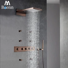 ORB Rainfall Shower Head Oil Rubbed Bronze Thermostatic Shower Faucet Sets Shower Spray Body Jets Massage Spa Waterfall Showers ORB Rainfall Shower Head Oil Rubbed Bronze Thermostatic Shower Faucet Sets Shower Spray Body Jets Massage Spa Waterfall Showers