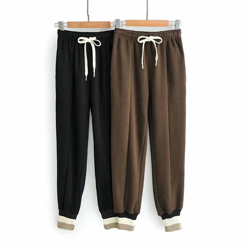 

Autumn Winter Pants For Women Warm Ankle Length Knitting High Waist Trousers Women Loose Work Casual Solid Wear Harem Pants