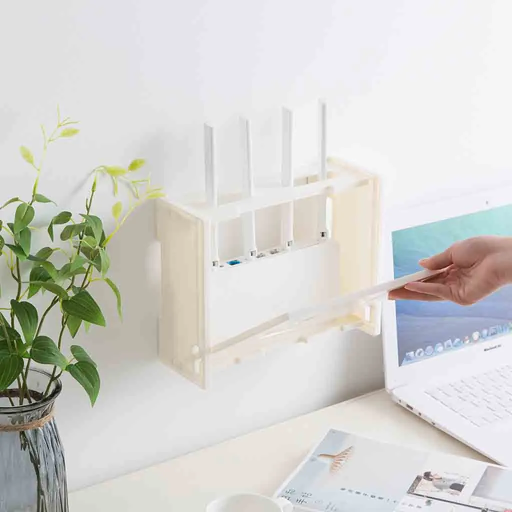 

Wireless Wifi Router Storage Box PVC panel Shelf Wall Hanging Plug Board Bracket Cable Storage Organizer Home Decor 3 Sizes 523