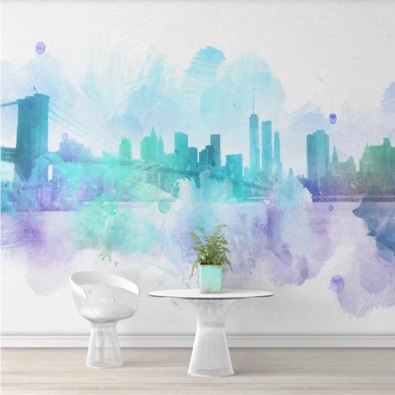 Custom wallpaper new Chinese ink city abstract hand-painted city silhouette background wall decoration waterproof material Custom wallpaper new Chinese ink city abstract hand-painted city silhouette background wall decoration waterproof material