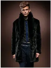 2016 New Famous Brand Men’S Casual Long Large Size Black Mink Fur Jacket Rabbit Fur Collar Casual Coat Overcoats S/3Xl J276