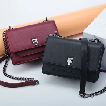 

Fashion Handbags Quality Pu Leather Women Bag Korea Stylish Simplicity Handbag Shoulder Bag Chain Bag Small Square Package