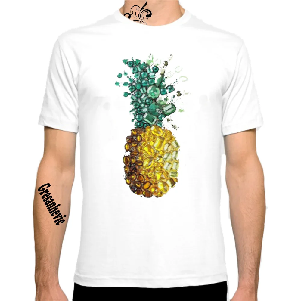 New Pineapple Print T Shirt Mens Cotton T shirts Summerin TShirts