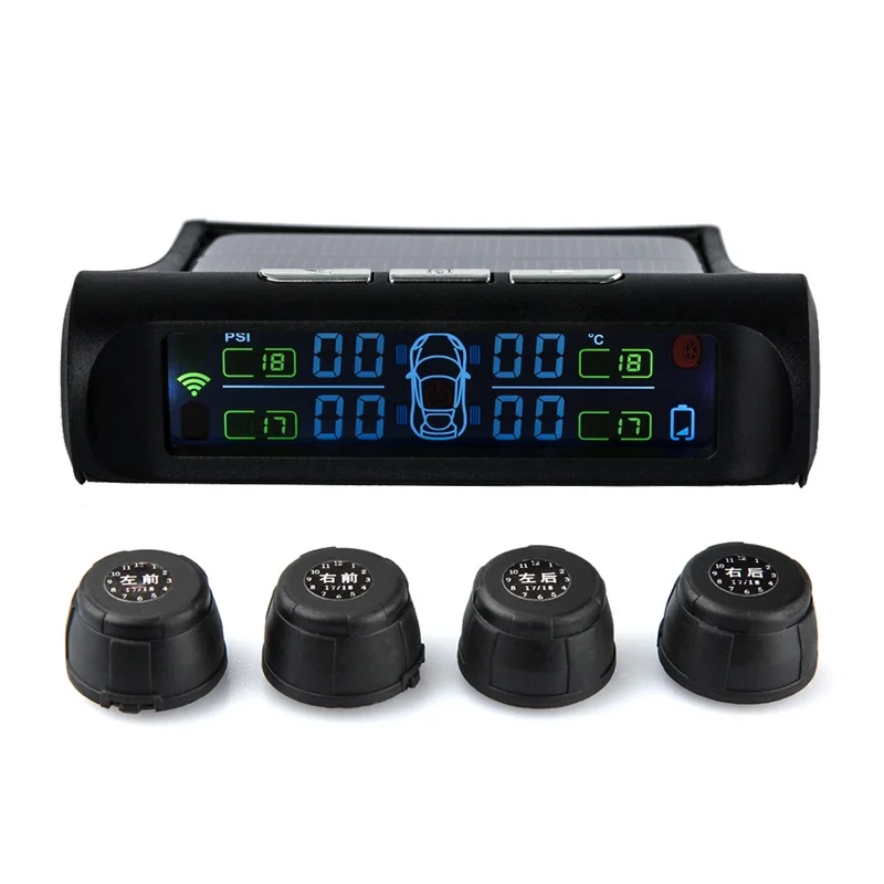 

Smart Car TPMS Tyre Pressure Monitoring System Solar Power charging Digital LCD Display Auto Security Alarm Systems