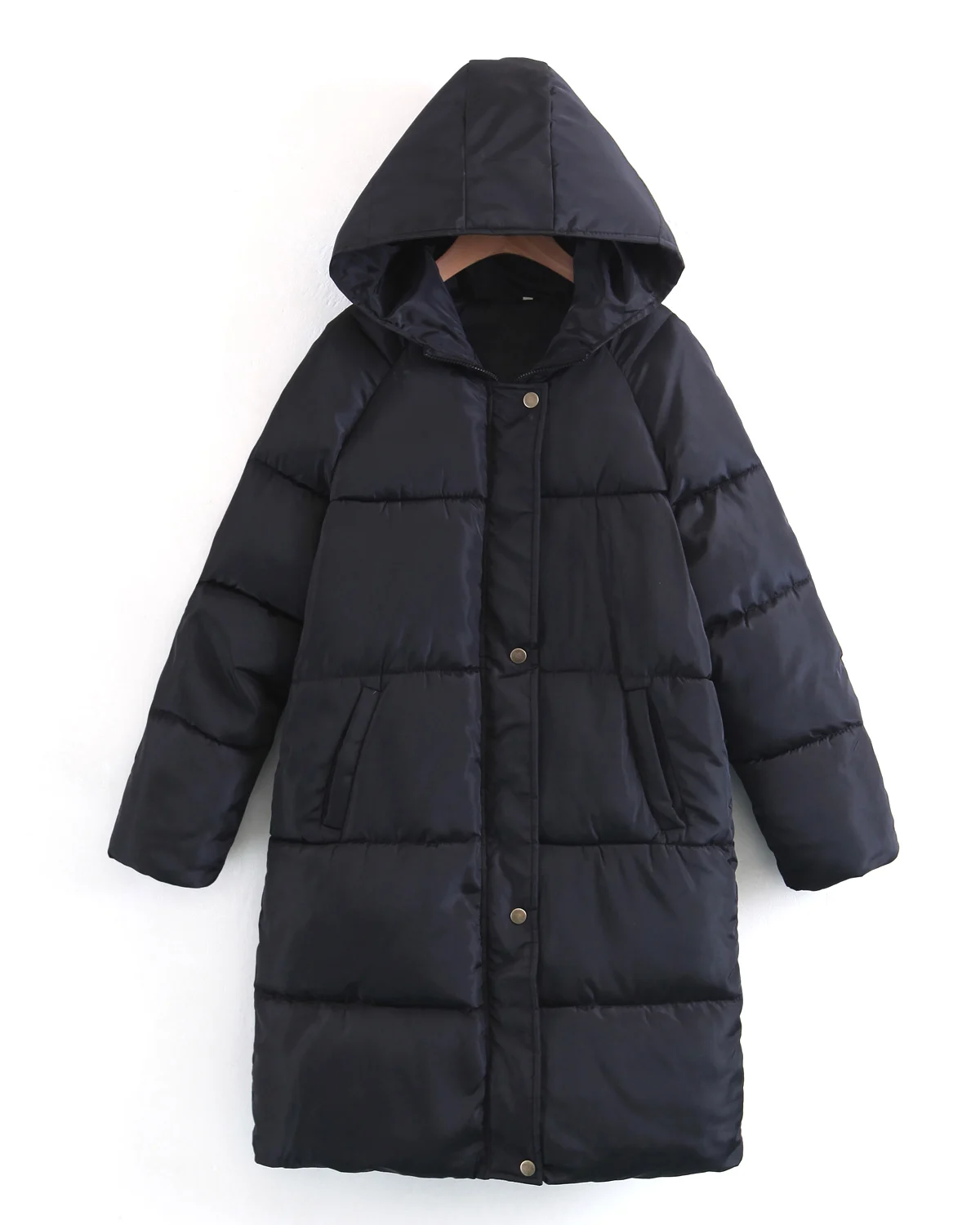 Capuche gray À Loose Kenancy Manches Black Manteaux Matelassée Long Fit Zipper Longues xIPaqPT