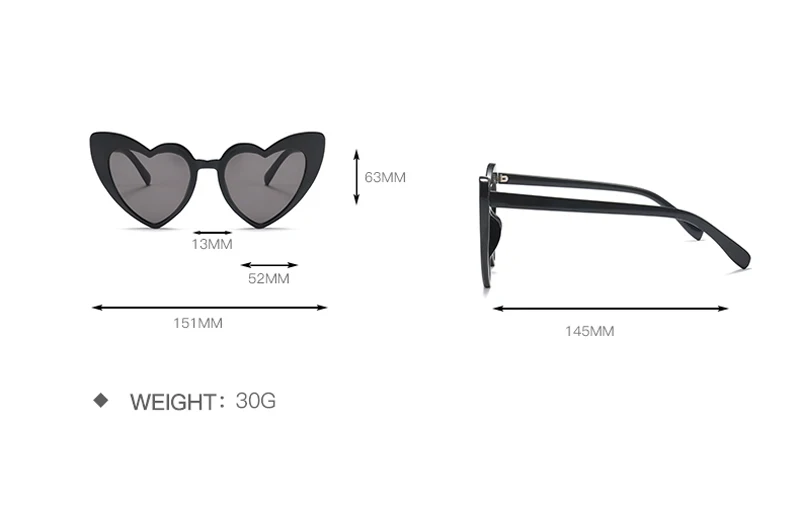 love heart sunglasses women cat eye vintage 7112 details (1)