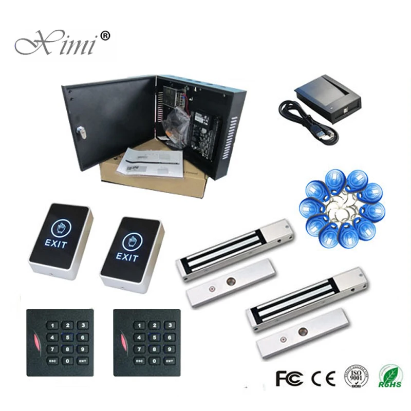 

ZK Two Doors Access Control System TCP/IP 125KHZ RFID Card Reader Time Attendance And Access Control With KR102 Card Reader C3