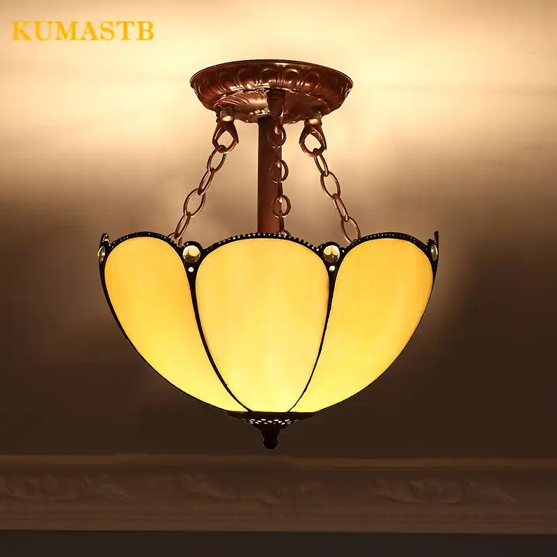 Stained Glass Pendant Lamp European Style Glass Art Hanging Lamp