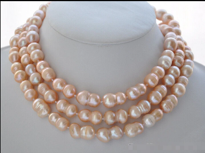

Z5938 NATURAL 50" 20mm PINK peanut DOUBLE BAROQUE FRESHWATER PEARL NECKLACE AAA