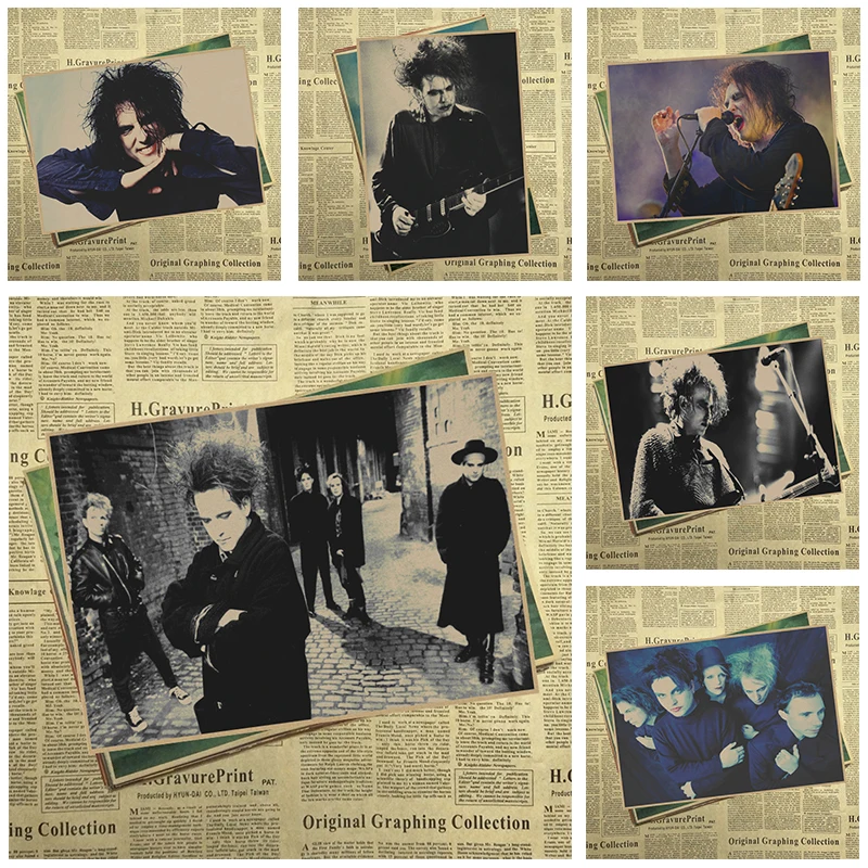 

The Cure Vintage Retro rock band music Guitar Matte Kraft Paper Poster Wall Sticker Home Decora