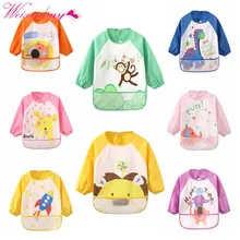 Детские нагрудники милый Животные с длинным рукавом фартук халат мягкий кормления Водонепроницаемый красочный детский нагрудник Burp одежда