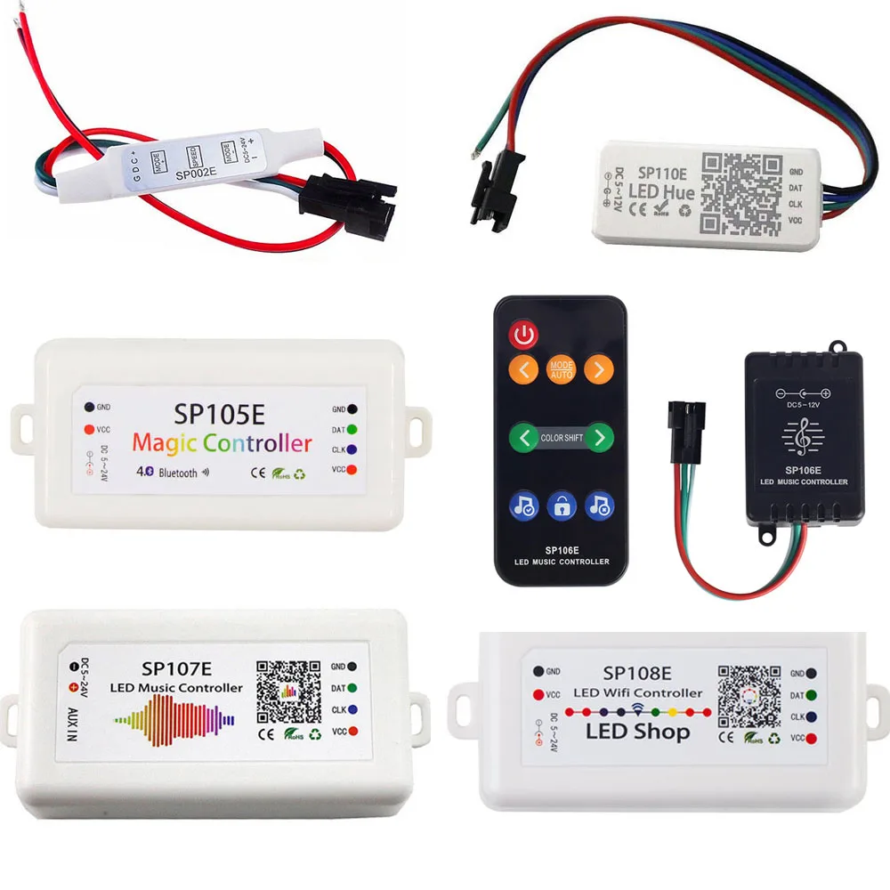 SP108E Wi-Fi WS2811 WS2812B светодиодный музыкальный контроллер SP107E SK6812 SP105E Bluetooth APA102 SP110E WS2801