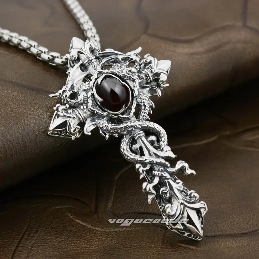 LINSION Black CZ 925 Sterling Silver Dragon Twine Cross Sword Mens Biker Rock Punk Pendant 8X002 цена LINSION Black CZ 925 Sterling Silver Dragon Twine Cross Sword Mens Biker Rock Punk Pendant 8X002 цены онлайн
