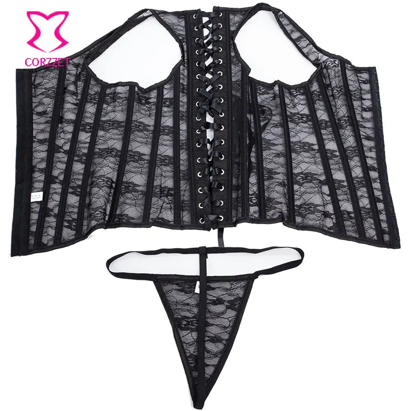 XS XXL черный прозрачный кружевной корсет жилет Corpetes E Espartilhos сексуальные