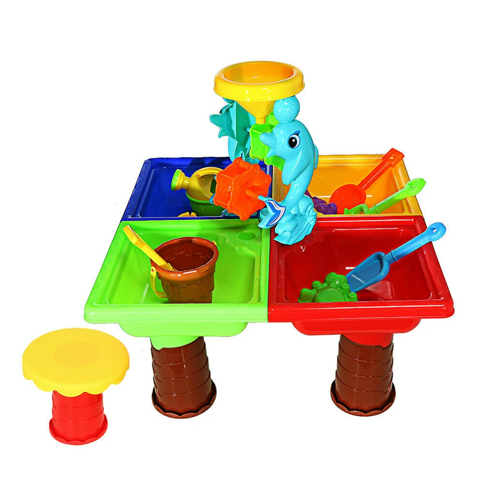 Summer Desk Digging Pit For Children Bucket Outdoor Kids Seaside Beach Toy Set Water Sandglass Play Sand Table Garden