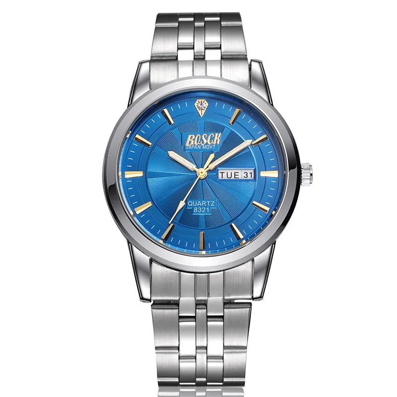 Bosck Fashion Casual Watches Men Luxury Brand Wristwatch Stainless Steel Male Quartz Waterproof Watch Men Business