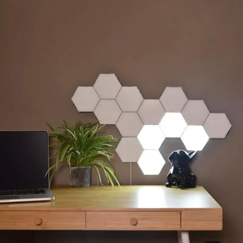 

10Pcs LED 100-240V Honeycomb Modular Assembly Touch Wall Lamp(with Power Source)
