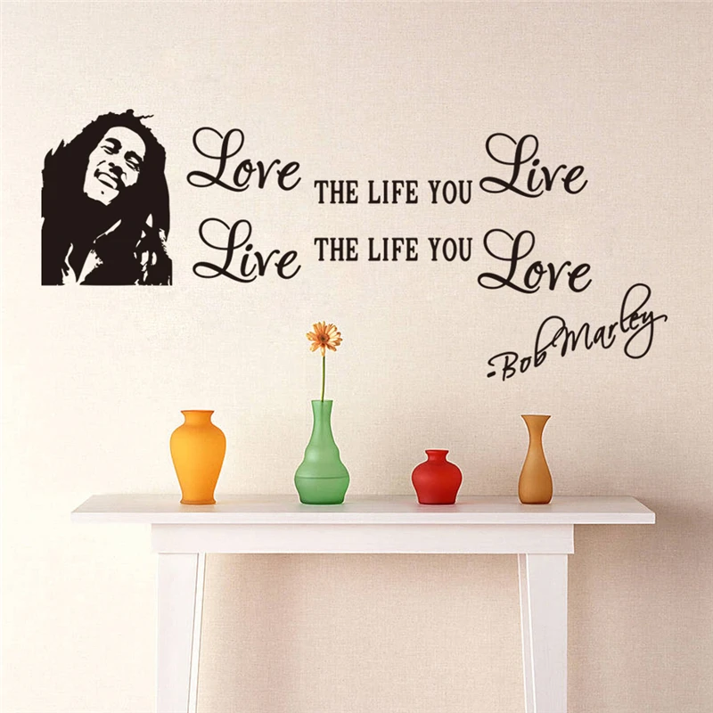 Любовь к жизни вы живете Боб Марли цитаты наклейки на стену для гостиной спальни украшения дома Viny