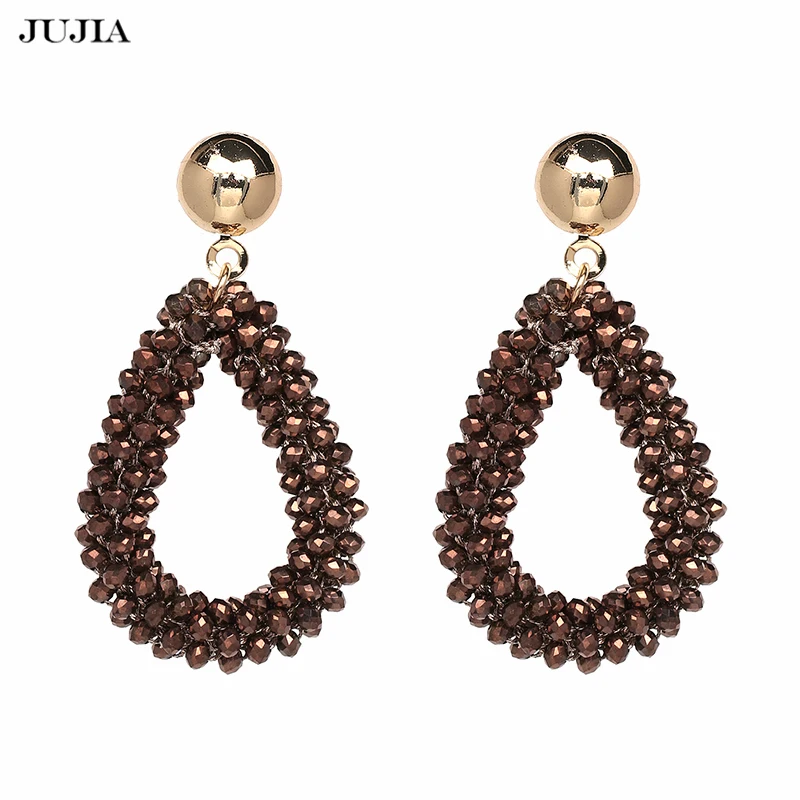 

JUJIA Big Earring For Women Crystal Beads Statement Earrings Long Water Drop Earrings Pendientes Gifts