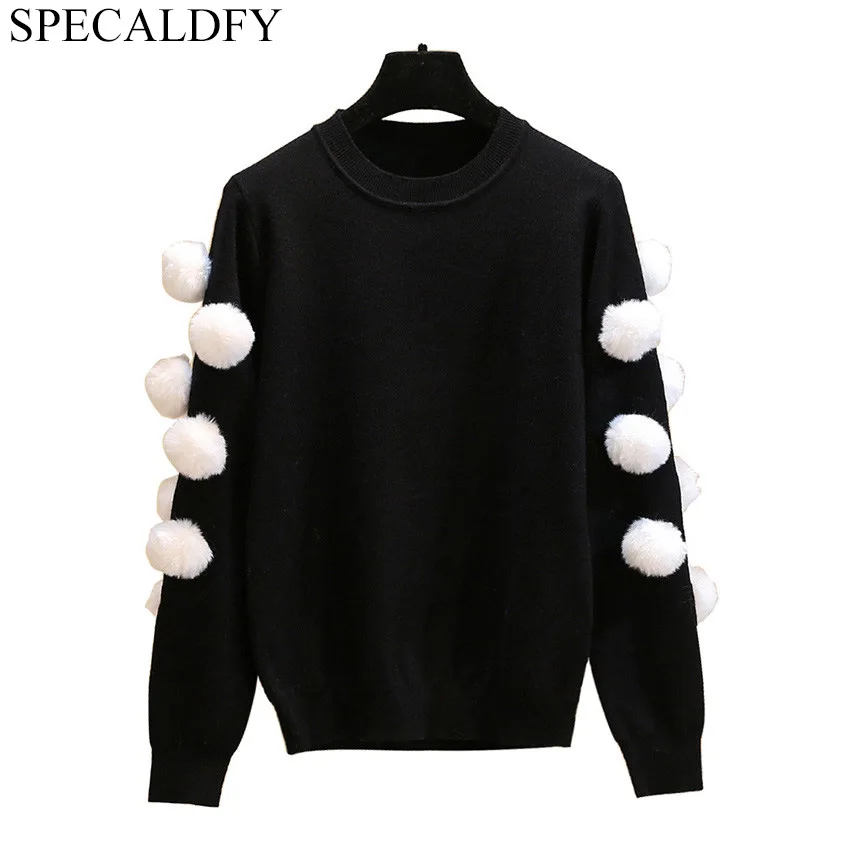 

Winter Sweater Women Knitted Sweaters Hair Ball Designer Tops For Women Top Brand Pullover Jumper Fashion Pull Femme Hiver 2018