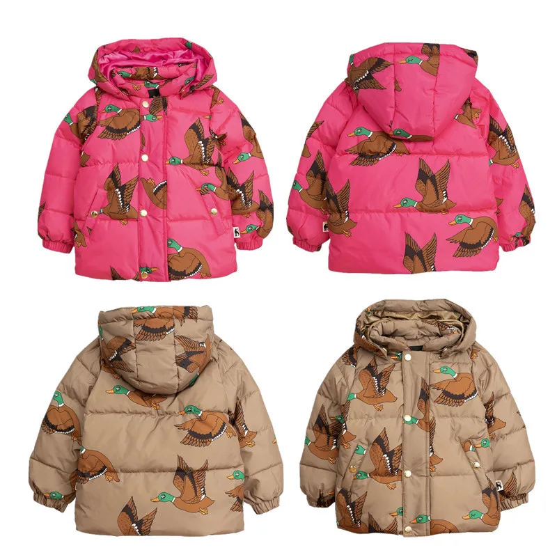 

Kids Jacket 2018 M R Winter Boys Girls Wild Duck Print Hooded Coat Baby Children Cotton Thicken Warm Outwear Clothes