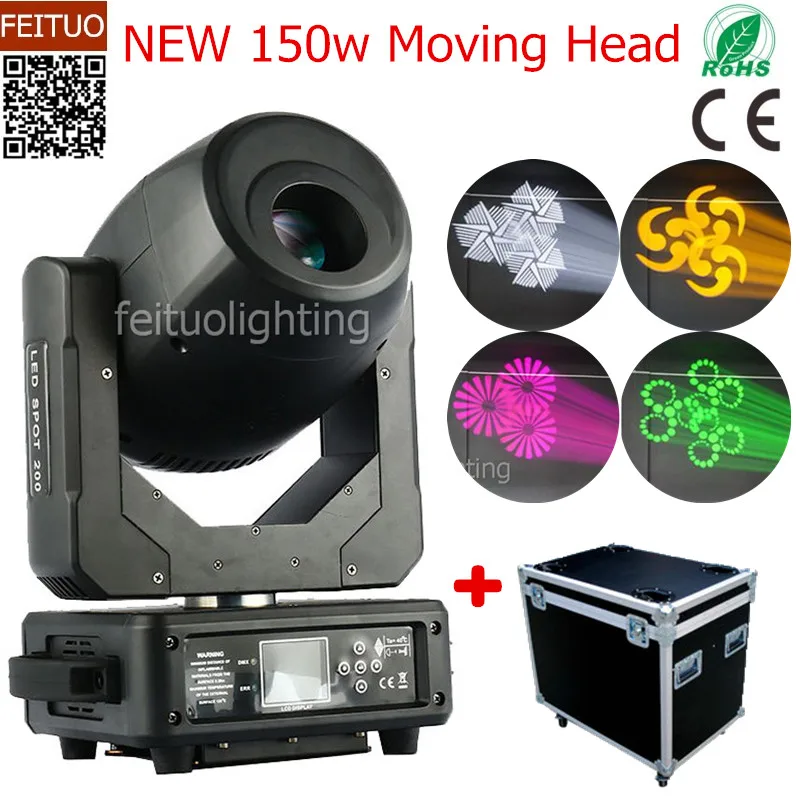 

4pcs+Road Case LED 150w Gobo Light Moving Head Spot Light Professional Luces Stage Lighting for Disco Wedding Show DJ
