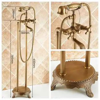 Antique Bronze Flooring Bath Faucet with Hand shower Floor Stand Faucets Bathtub Water Mixer EL8701