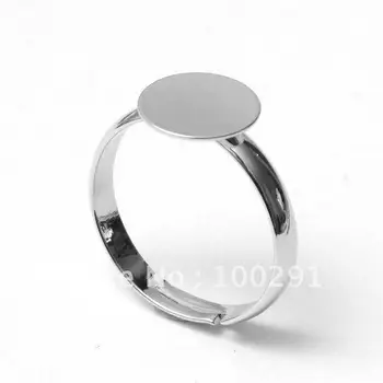 

500piece/Lot Ring with 10mm pad silver rhodium plated Adjustable Ring Base Blanks care Jewelry Findings Accessories Components