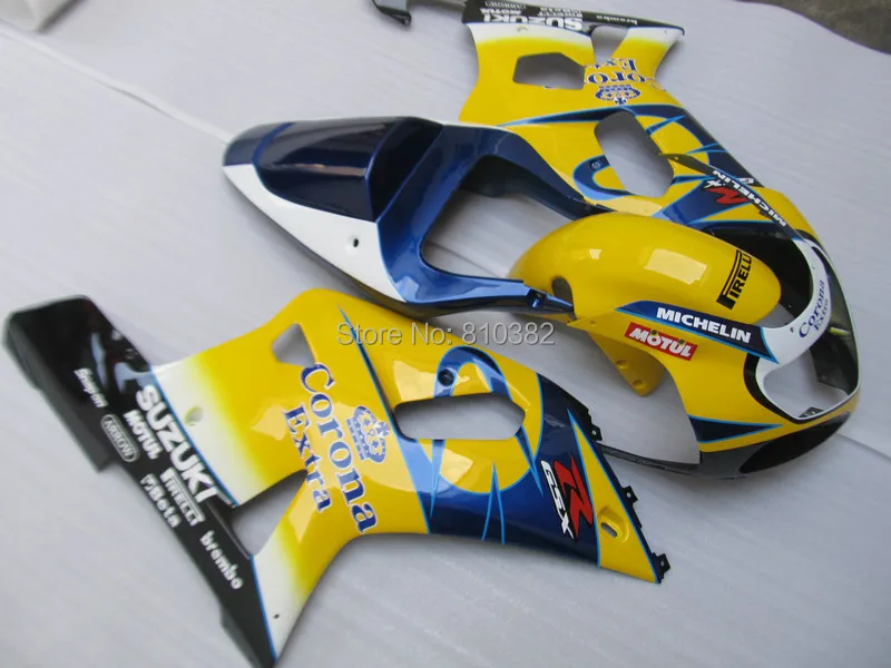 

Street Fairing kit for SUZUKI GSXR600 750 01 02 03 Corona yellow blue GSXR 600 GSX-R750 K1 2003 2001 2002 Fairings set  AB10