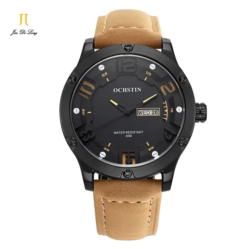 

2 *#Ochstin fashion leather stop watch man casual luminous brand quartz watches men's wrist watch chronograph hour for male