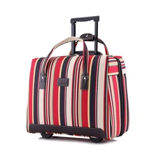 LeTrend сверхлегкие дорожные сумки для женщин ретро полоса сумки на колёсиках Spinner чемодан из материала Оксфорд колёса тележка студентов кабина багажник