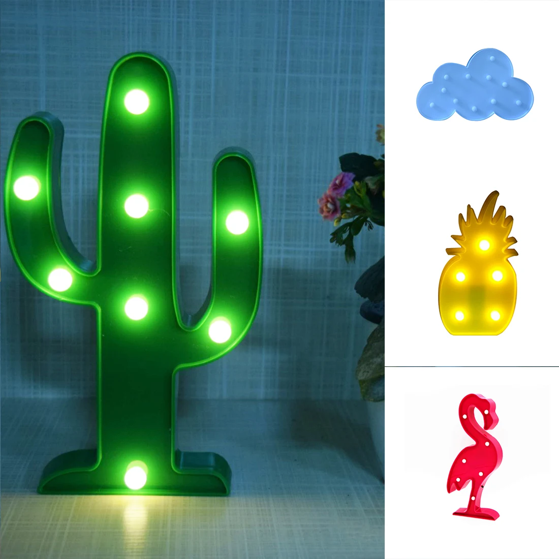 

New LED Flamingo Lamp Pineapple Cactus Clouds Nightlight Romantic Light Table Lamp For Christmas Decorations Home Decor