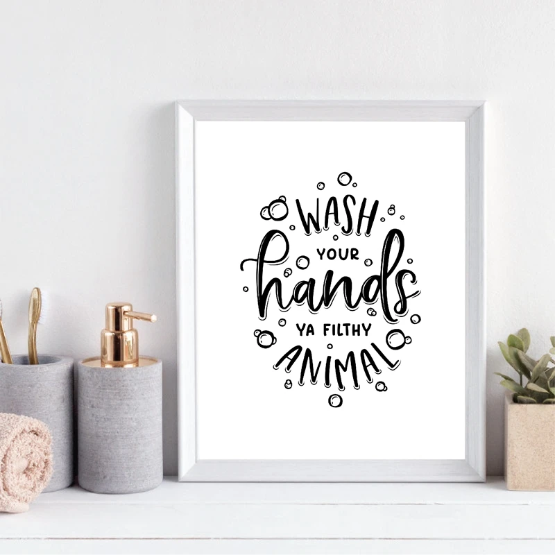 Wash Your Hands Sign Prints Bathing Room Decor