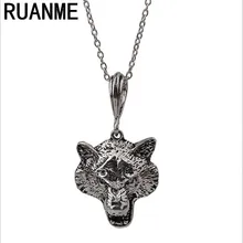 Fashion jewelry pendant tide restoring ancient ways personality charm animals Wolf long necklace sweater necklace chain