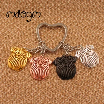 

2020 Brussels Griffon Dog Animal Gold Silver Plated Metal Pendant Keychain For Bag Car Women Men Key Ring Love Jewelry K120