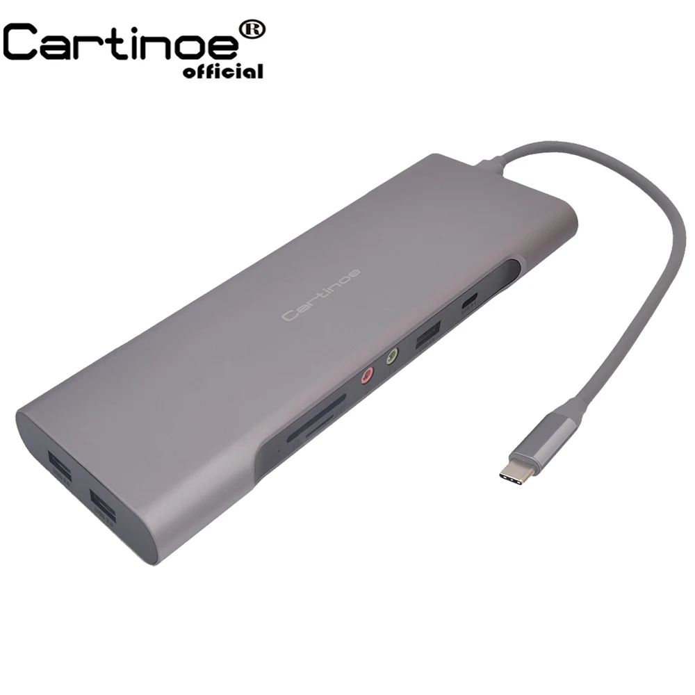 

Cartinoe Type-C USB-C 11-in-1 Super HUB Stand 1000M RJ45 SD/TF Card VGA/HDMI 1080P Mini DP Thunderbolt Audio USB3.0 Dock Station