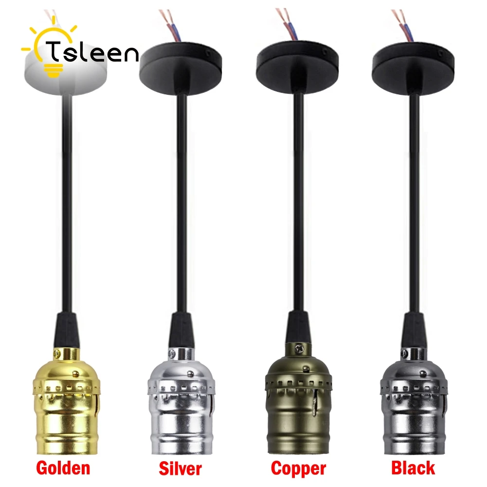 TSLEEN Ceiling Pendant Light E27 Edison Lamp Socket Hang Holder With