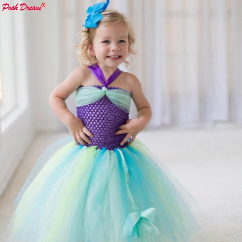 

POSH DREAM Ariel Inspired Princess Tutu Dress Little Mermaid Halloween Costume Inspired Princess Birthday Kids Girls Tutu Dress