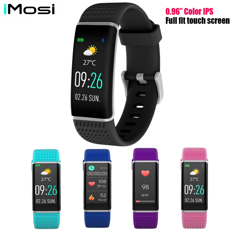

Imosi R01 Smart Bracelet Most Accurate Heart Rate Monitor Blood Pressure Fitness Clock Colorful Touch Screen for phone