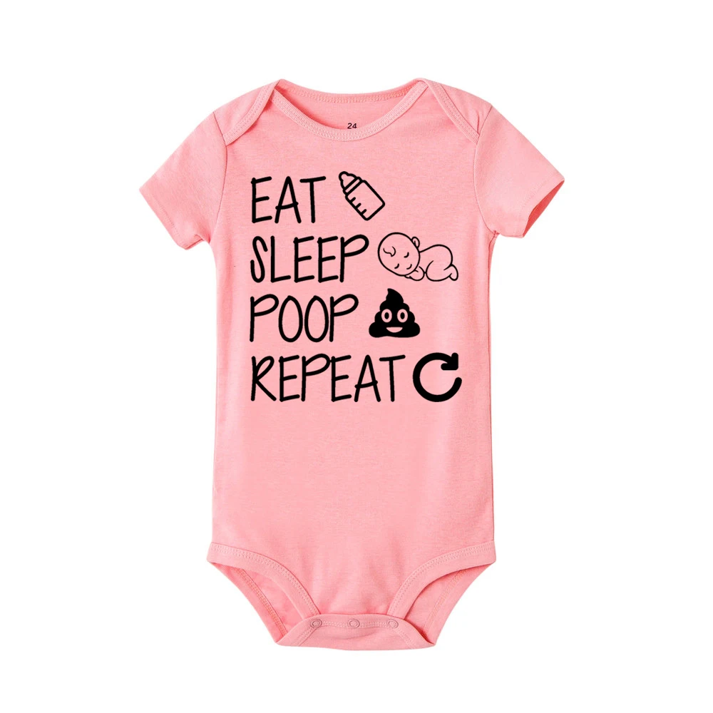 

Newborn Summer romper Eat Sleep Poop Repeat Infant Toddler Baby Boy Girl Cotton Funny Letter Romper Jumpsuit Clothes Outfit
