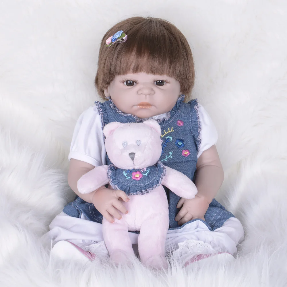 

22inch 55cm Silicone Full Body Reborn Dolls Lifelike Baby Boys Girls Newborn Fashion Doll Christmas Gifts Toys